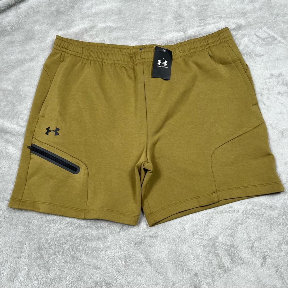 NWT Under Armour Unstoppable Fleece Shorts Mens M Canteen Green Sweat Shorts